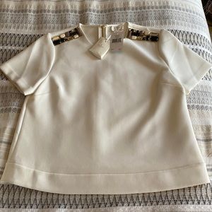 NWT - Kate Spade Ivory Embellished Crop Blouse